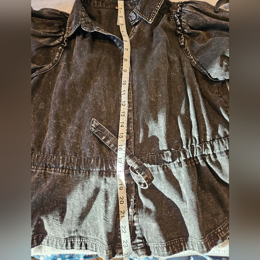 Free People You're All Mine Black Acid-Washed Blouse, Sz. M - Picture 7 of 10